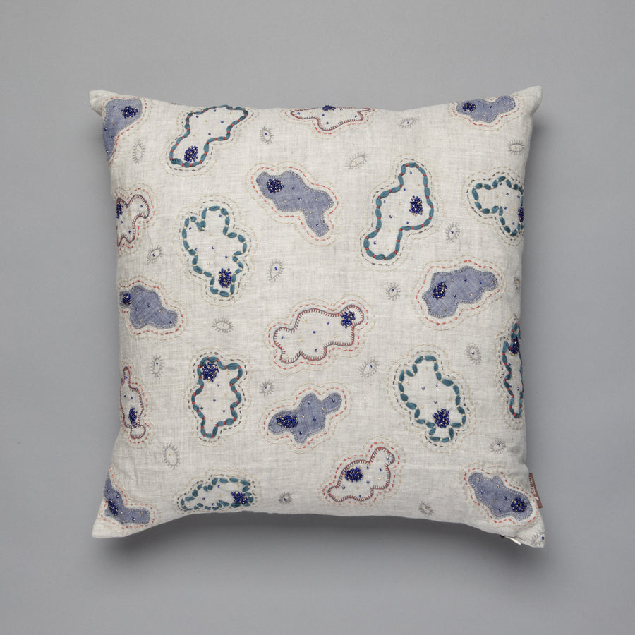 Embroidered Blue Pillow