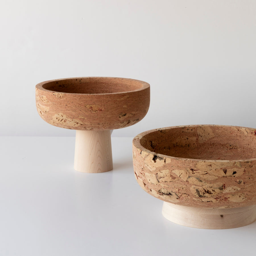 Pink Marbled Cork Footed Bowls