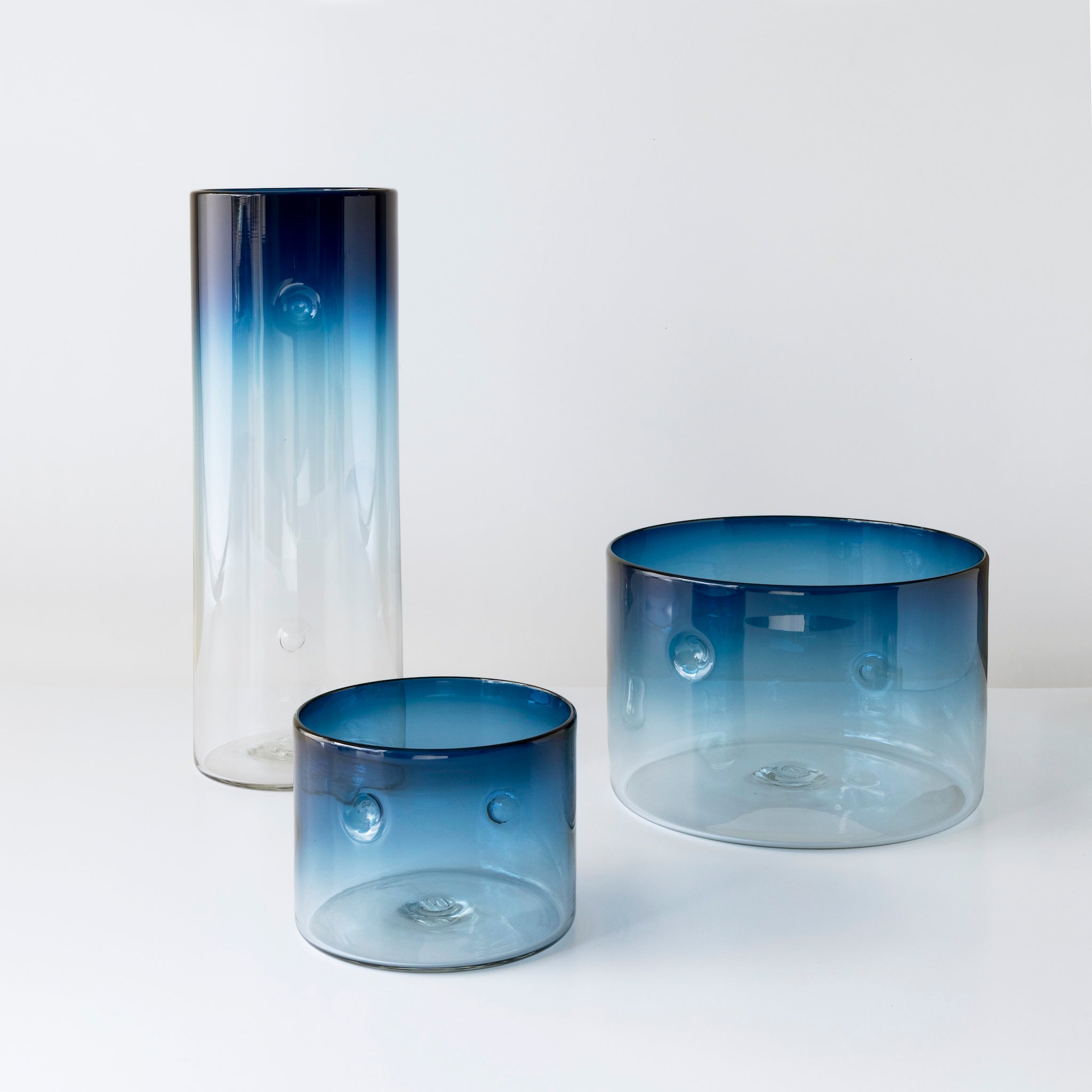 Dimple Vases in New Steel Blue