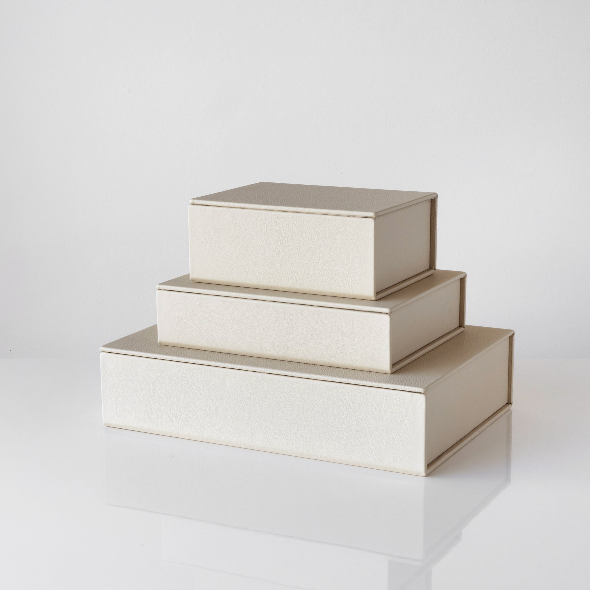 Leather Bookboxes in Cream