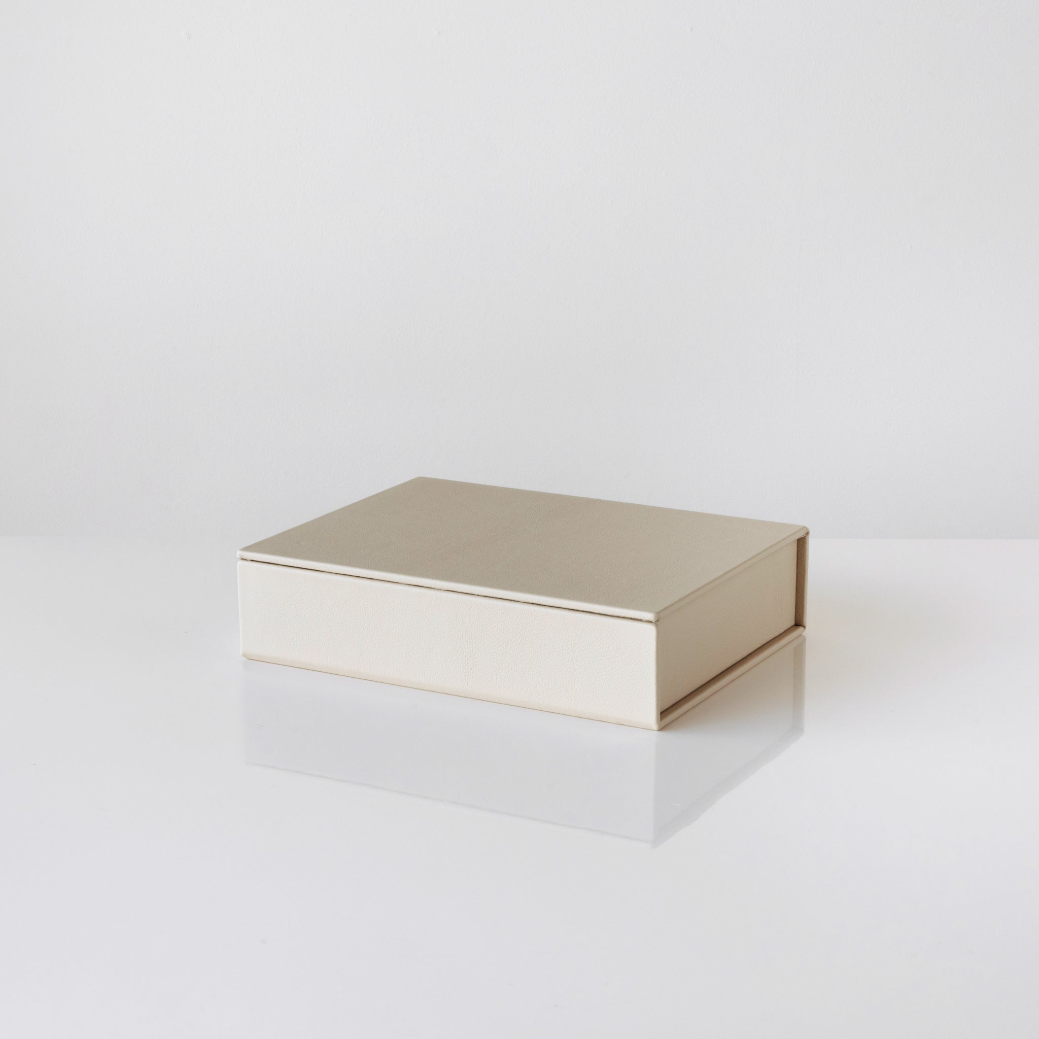 Leather Bookboxes in Cream