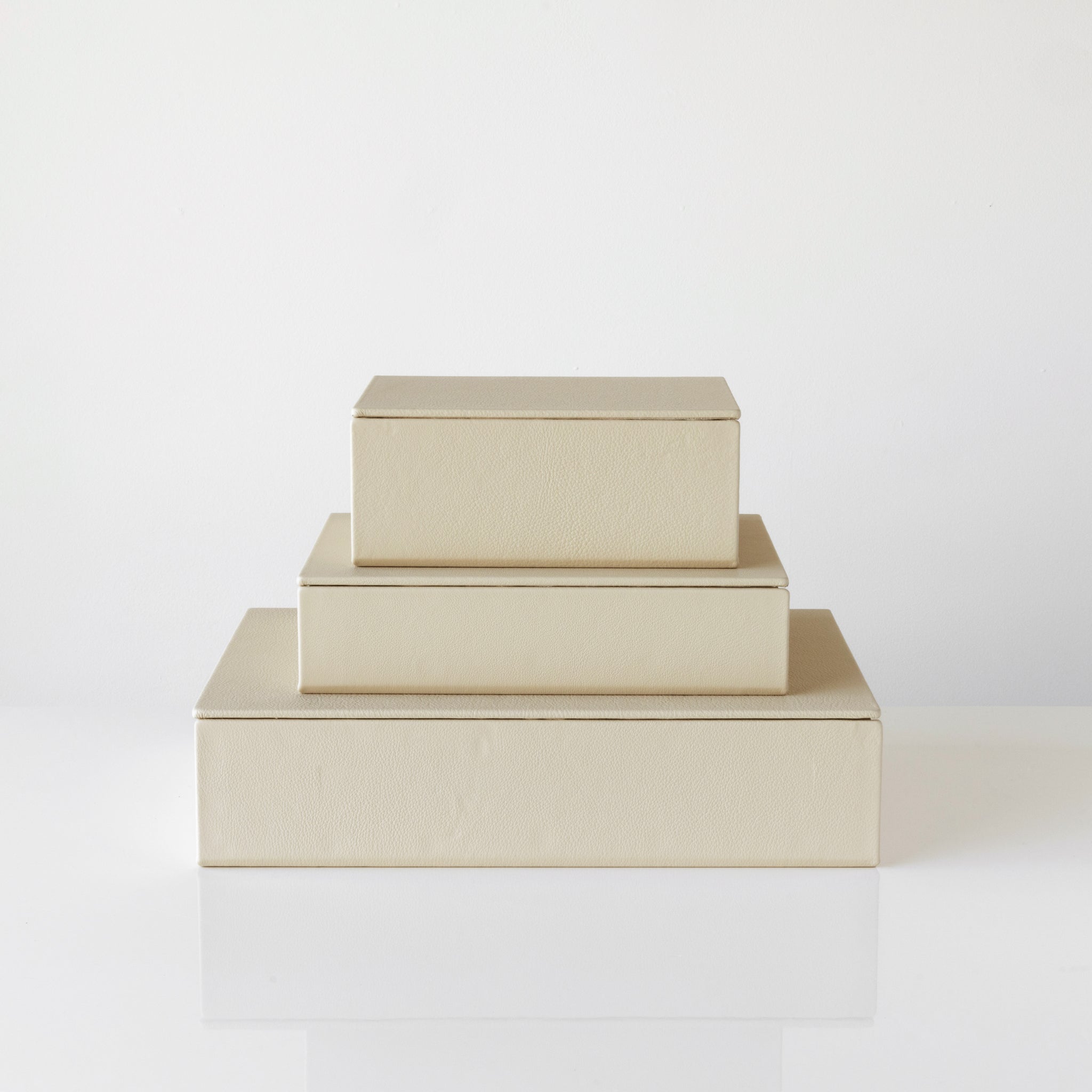 Leather Bookboxes in Cream