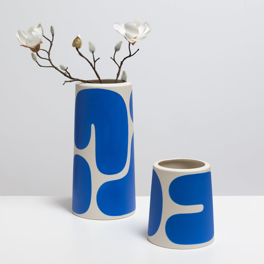 Pillar Color Block Vases in Cobalt