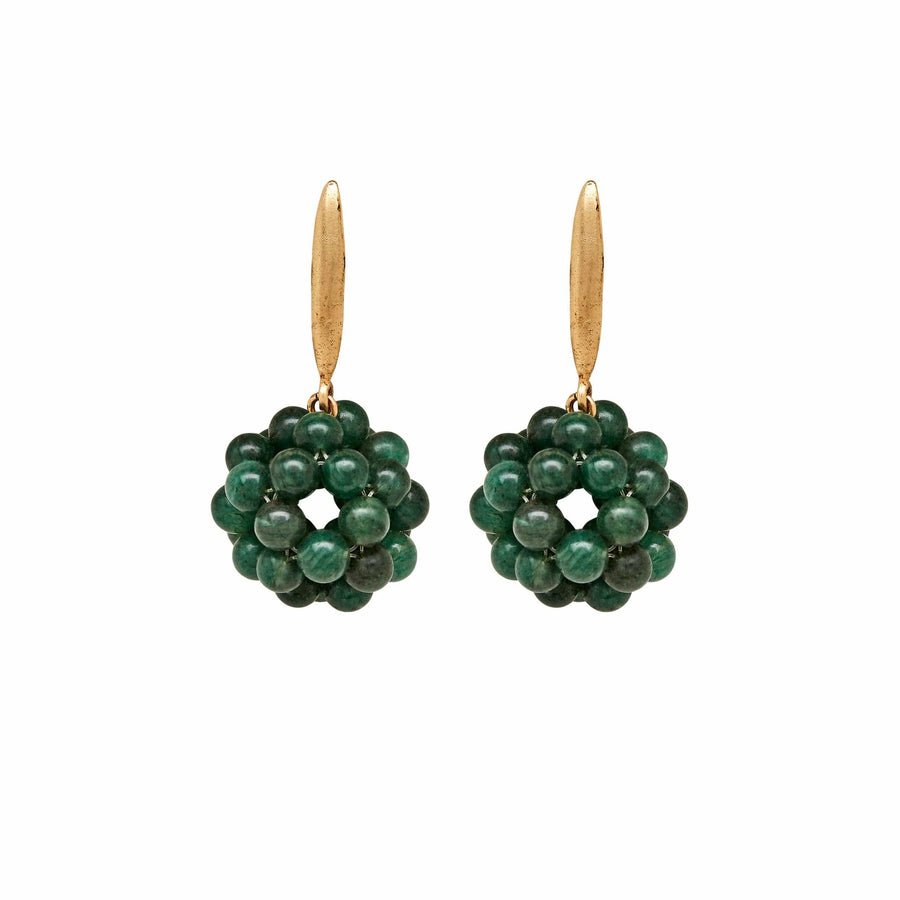 Beautyberry Earings, bronze, aventurine