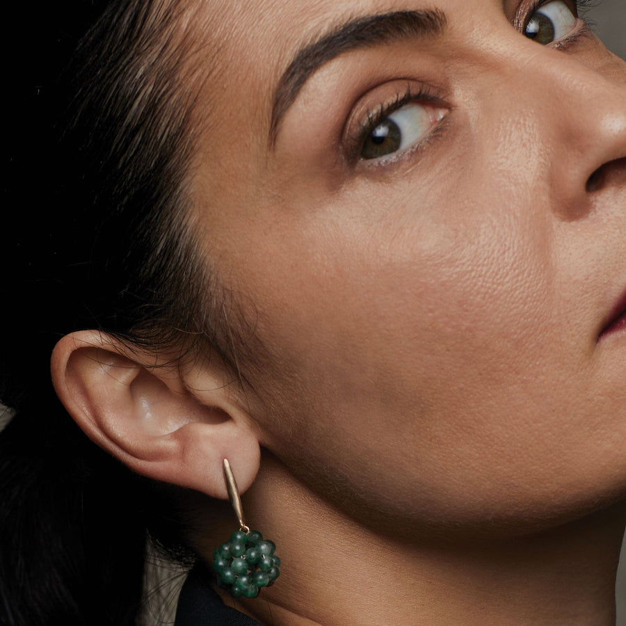 Beautyberry Earings, bronze, aventurine