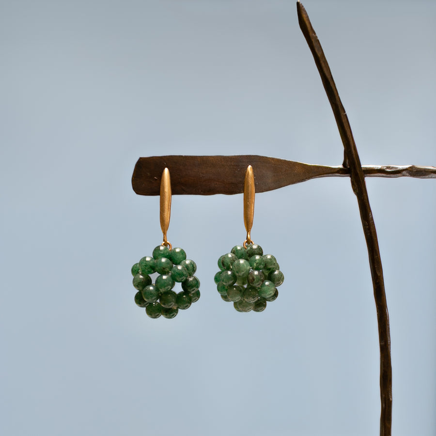 Beautyberry Earings, bronze, aventurine
