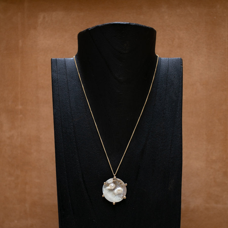 Lunar Pearl Pendant, bronze