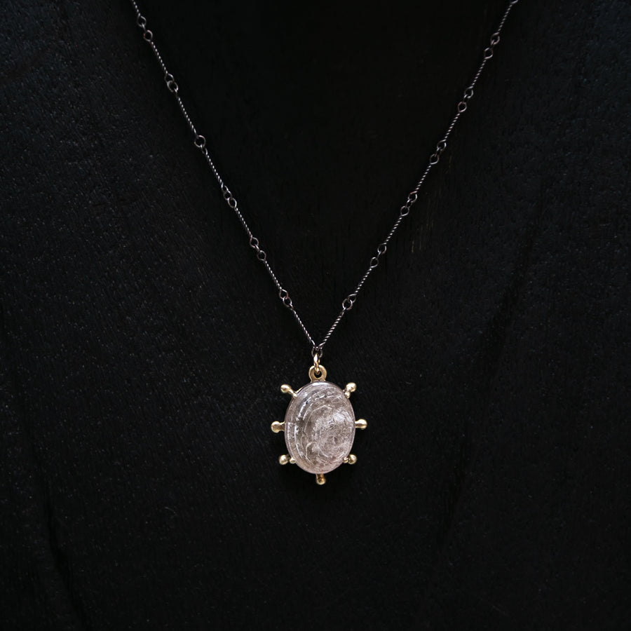 Sunburst Pendant, bronze, mica