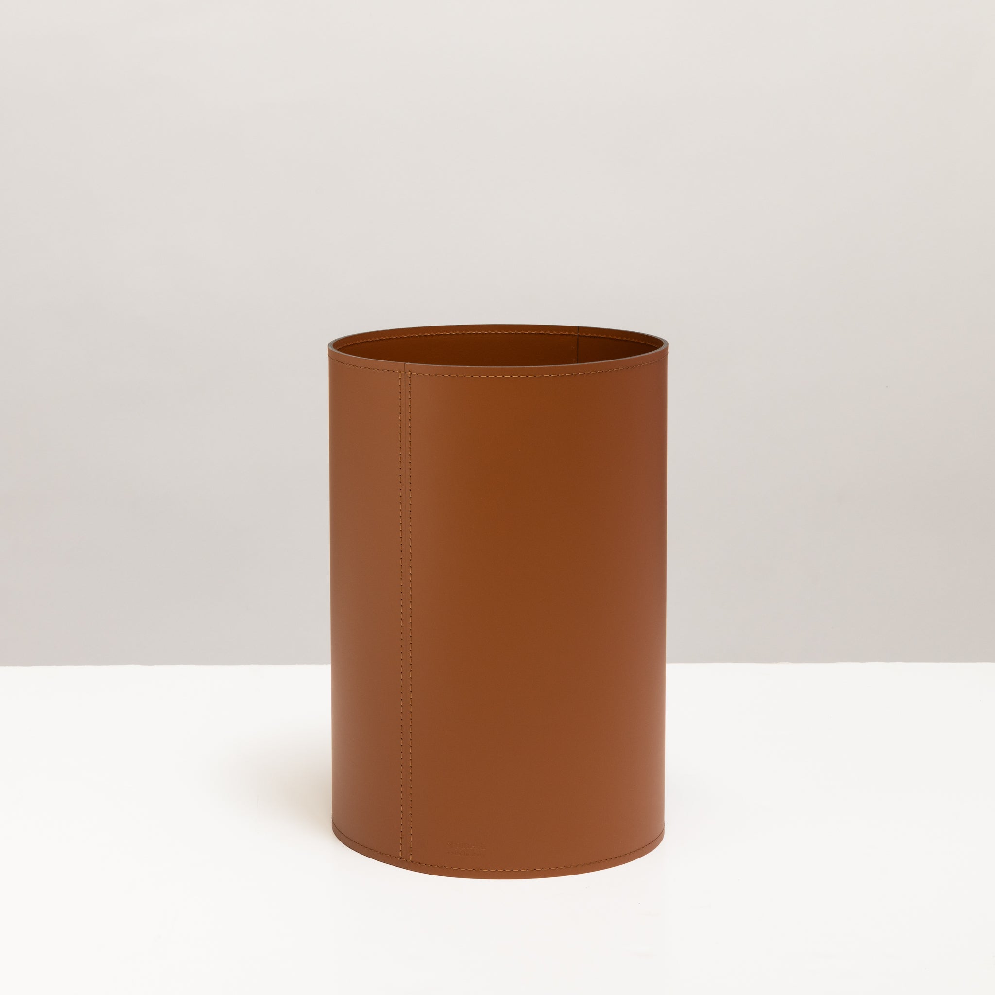 Round Leather Wastebaskets