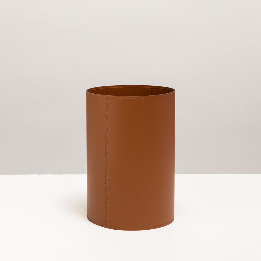 Round Leather Wastebaskets