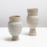 White Leather Perforated Vases