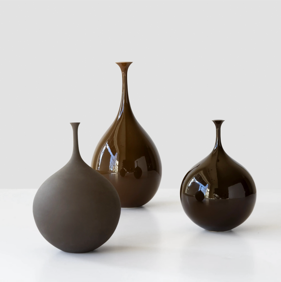 Brown Bottle and Pod Vases