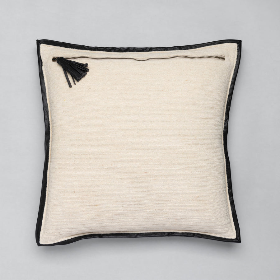 Leather Frame Pillow in Ivory