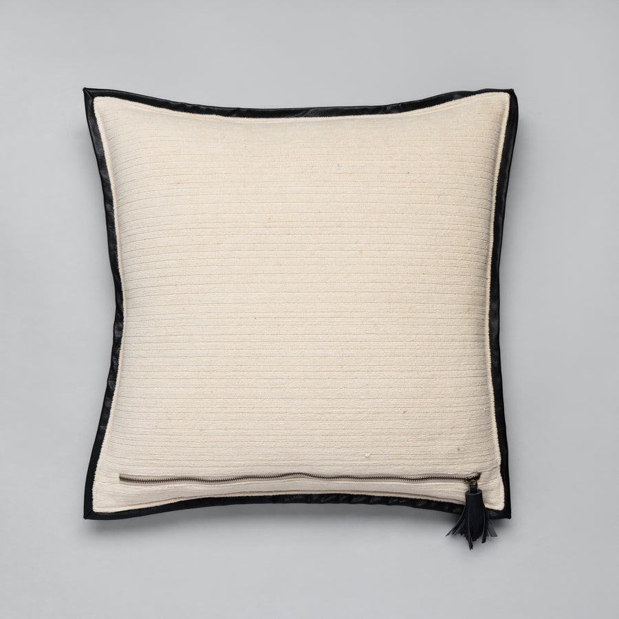 Leather Frame Pillow in Ivory