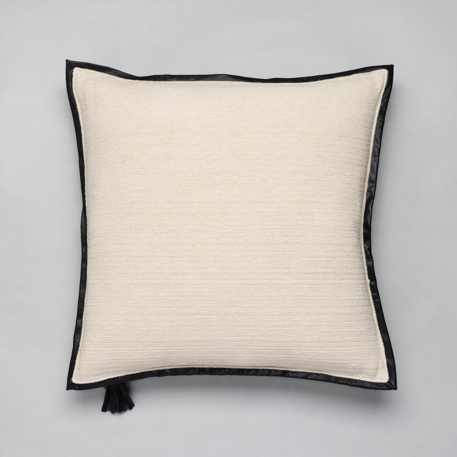 Leather Frame Pillow in Ivory