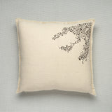 White Fringe Brown Bird Stitch Pillow