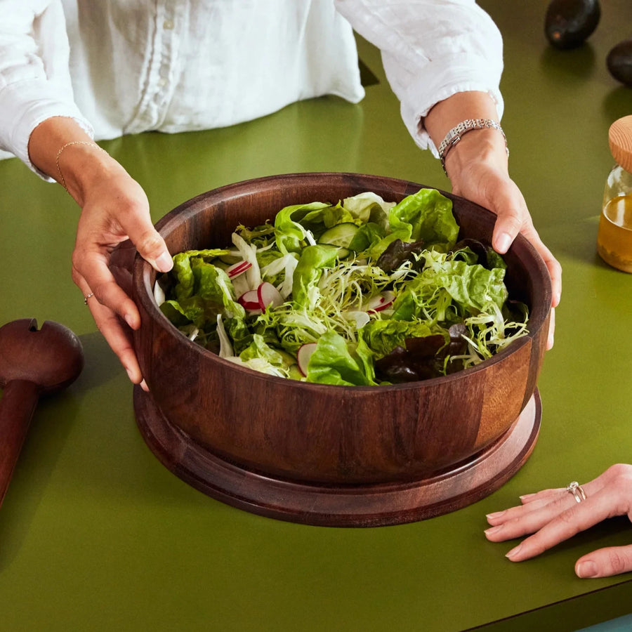 Dot Salad Wood Bowl