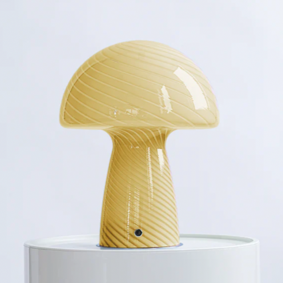 Mushroom Lamp in Butter Stripe