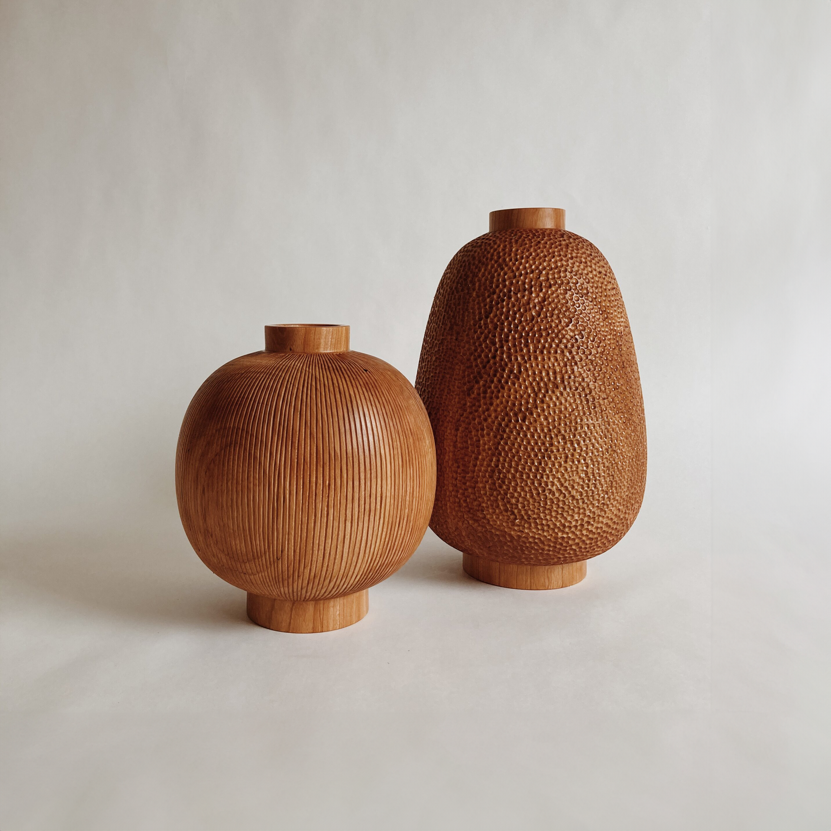 Carved Cherry Vases