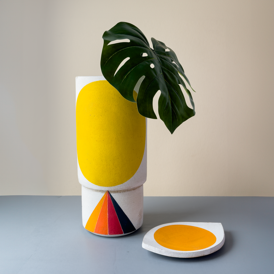 Tall Step Vessel Domino Yellow