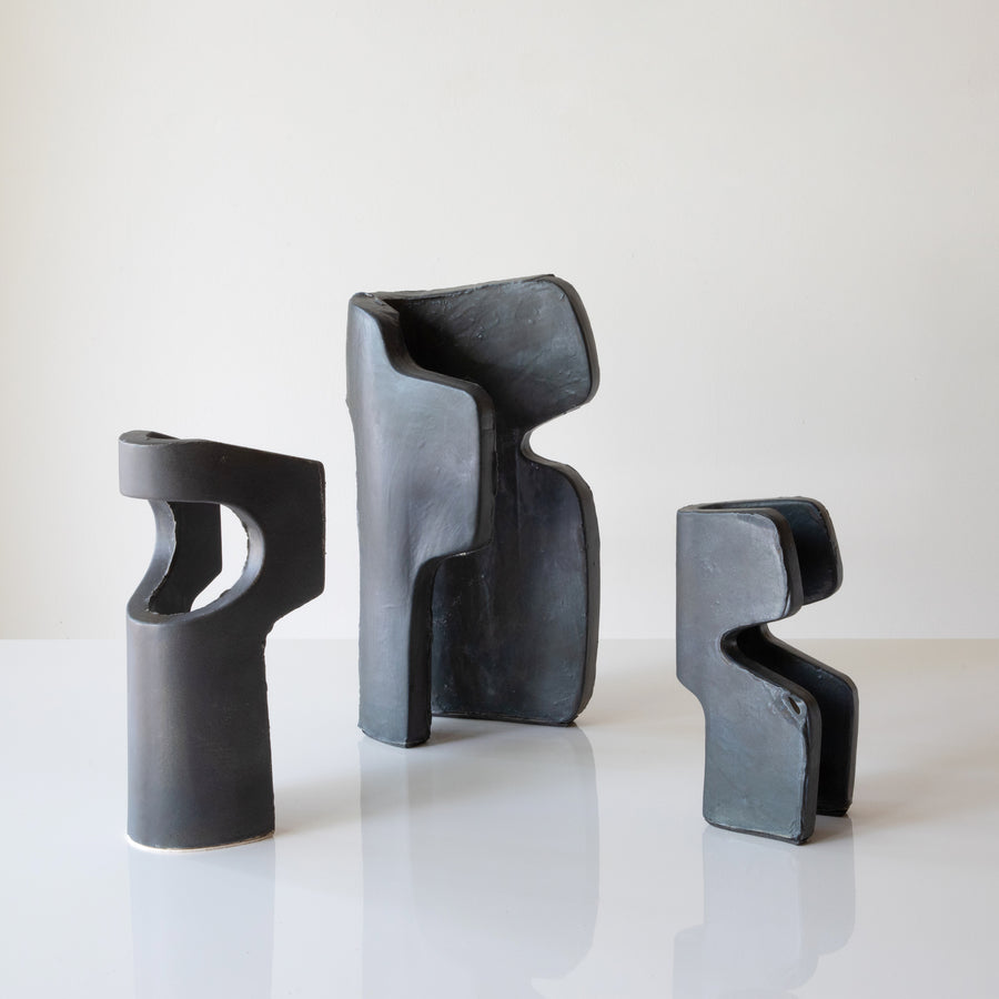 Abstract Sculptures in Dark Grey