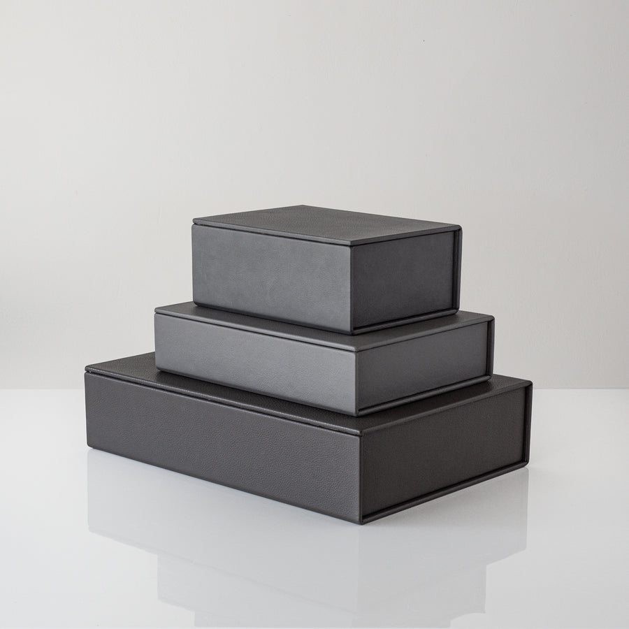 Leather Bookboxes in Grey