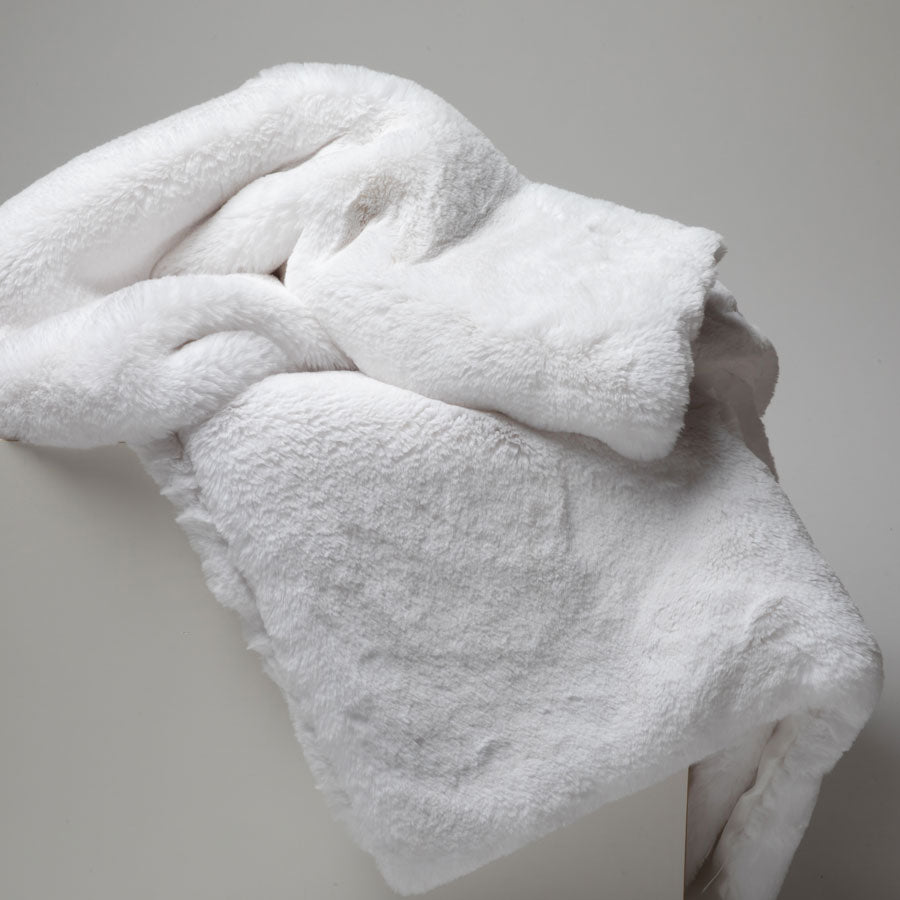 Faux Fur Throw in White