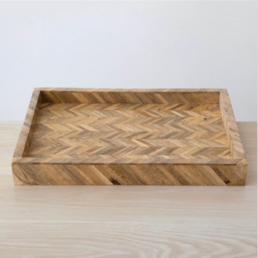 Wood Chevron Tray